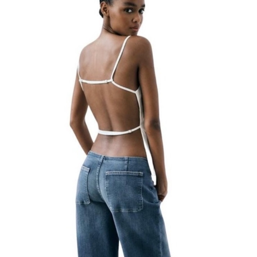 Zara blogger favorite open back White Strappy Top